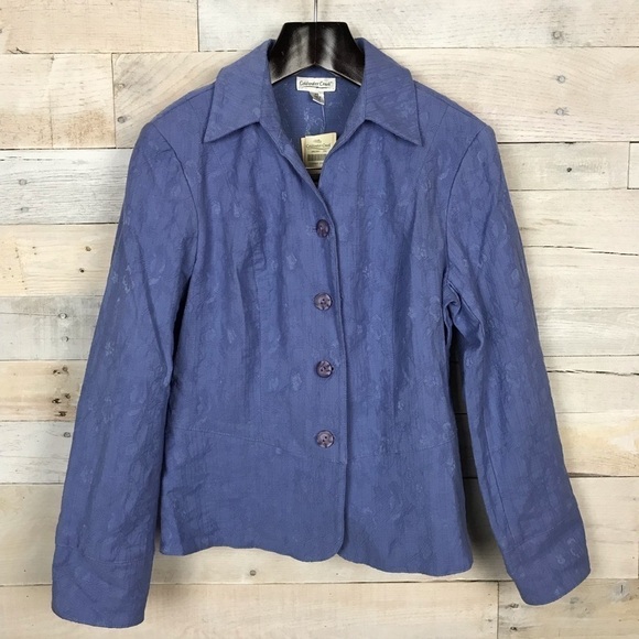 Coldwater Creek Blue Button Blazer Petite 8 - Picture 1 of 7